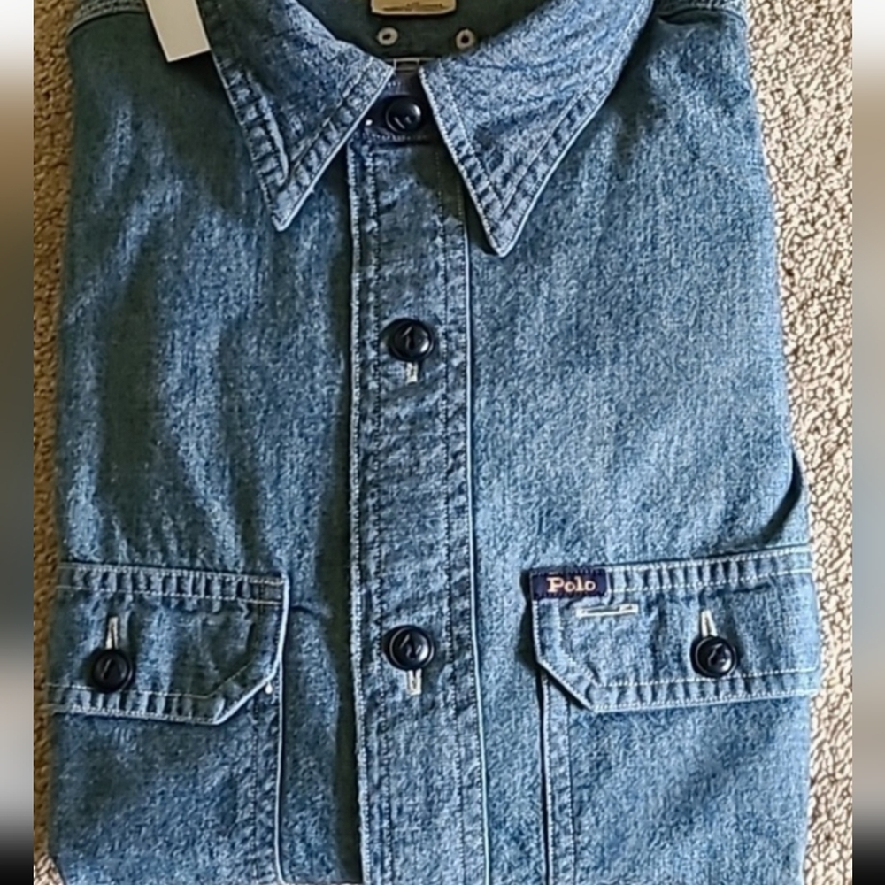 POLO RALPH LAUREN LIGHTWEIGHT DENIM SHIRT. CHAMBRAY. NWOT NEW  LARGE